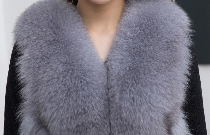 Luxury Winter Super Real Fox Fur Vests Fashion Women Overcoat - Black