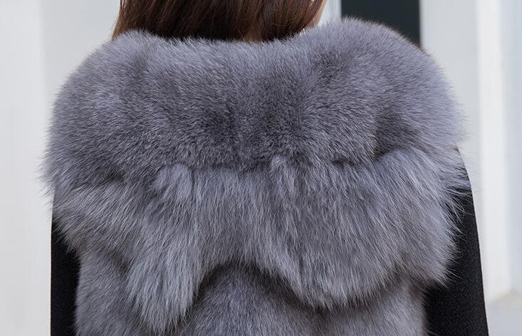 Luxury Winter Super Real Fox Fur Vests Fashion Women Overcoat - Black