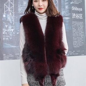 Luxury Winter Super Real Fox Fur Vests Fashion Women Overcoat - Red