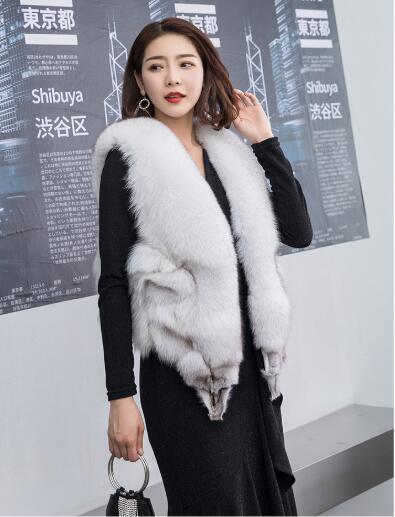 Luxury Winter Super Real Fox Fur Vests Fashion Women Overcoat - White