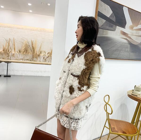 Luxury Winter Super Real Lamb Fur Vest Women Overcoat - White