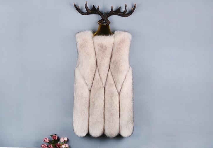 Mink Genuine Real Fox Fur Vest Fashion Women Medium-long With Belt Fur Waistcoat - Apricot
