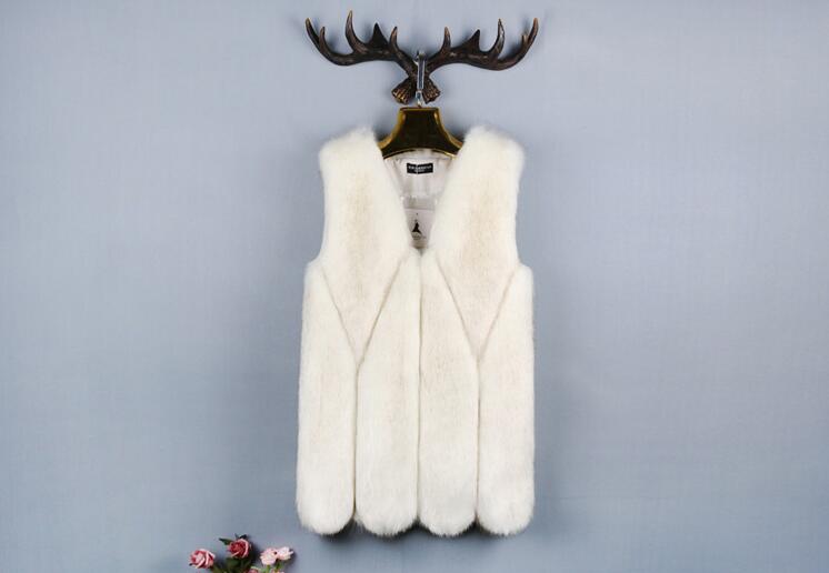 Mink Genuine Real Fox Fur Vest Fashion Women Medium-long With Belt Fur Waistcoat - White
