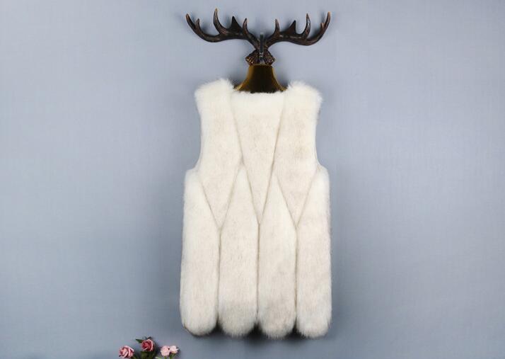 Mink Genuine Real Fox Fur Vest Fashion Women Medium-long With Belt Fur Waistcoat - White