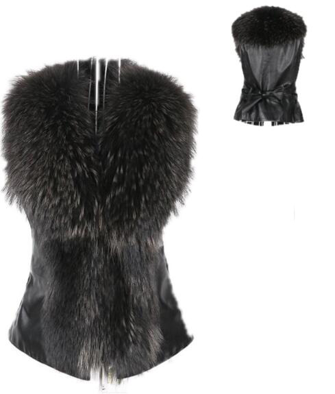 Nice Elegant Faux Raccoon Fur Vest Fashion Women Overcoat - Black