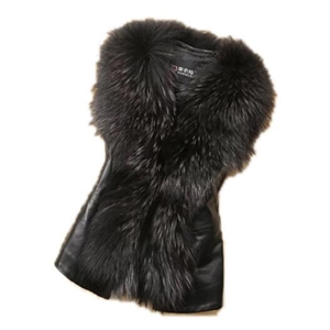 Nice Elegant Faux Raccoon Fur Vest Fashion Women Overcoat - Black