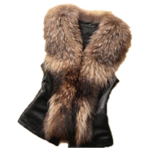 Nice Elegant Faux Raccoon Fur Vest Fashion Women Overcoat - Brown
