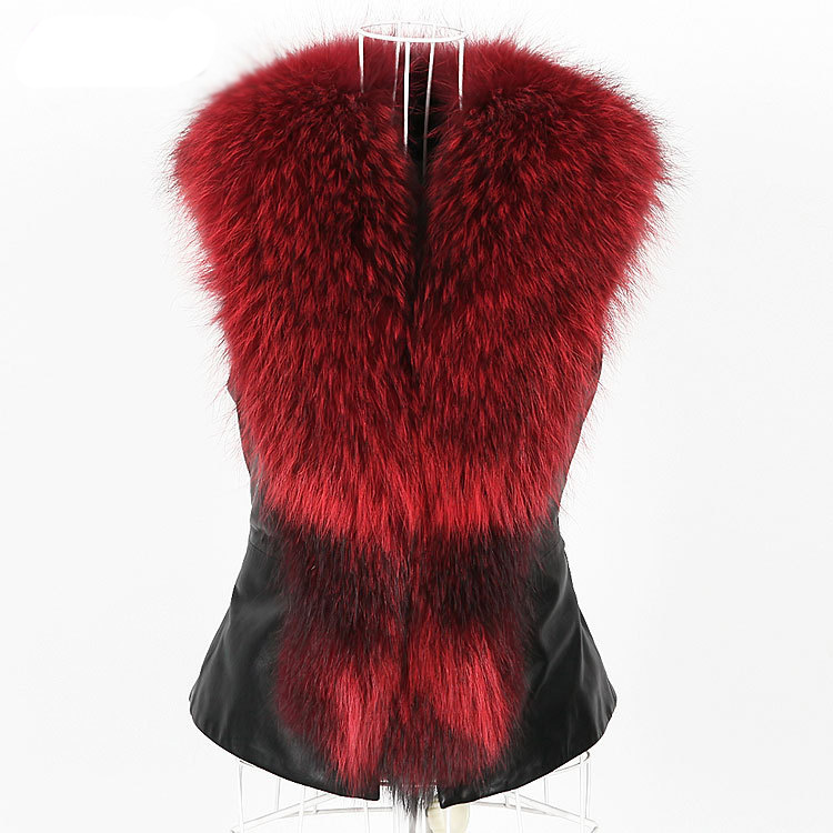 Nice Elegant Faux Raccoon Fur Vest Fashion Women Overcoat - Red