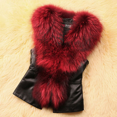 Nice Elegant Faux Raccoon Fur Vest Fashion Women Overcoat - Red