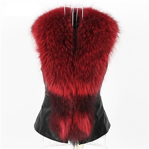 Nice Elegant Faux Raccoon Fur Vest Fashion Women Overcoat - Red