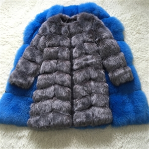 Nine Points Sleeve Warm Faux Fox Fur Overcoat Fashion Women Coat - Silvery