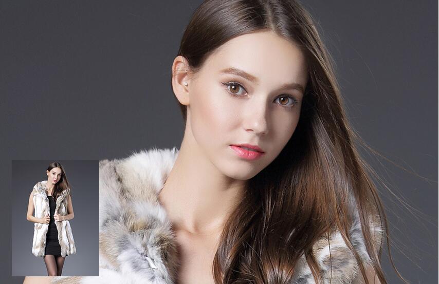 Overcoat Genuine Real Rabbit Fur Vest Fashion Women Medium-long With Belt Fur Waistcoat - Grey
