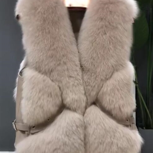 Popular Winter Short Furry Real Fox Fur Vest Fashion Women Waistcoat - Khaki