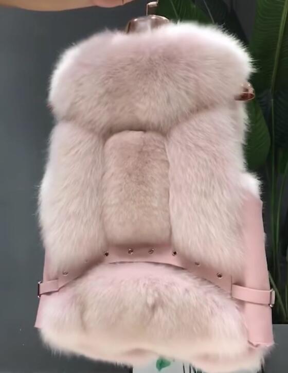 Popular Winter Short Furry Real Fox Fur Vest Fashion Women Waistcoat - Pink