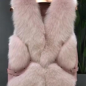 Popular Winter Short Furry Real Fox Fur Vest Fashion Women Waistcoat - Pink