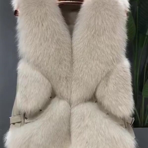 Popular Winter Short Furry Real Fox Fur Vest Fashion Women Waistcoat - White