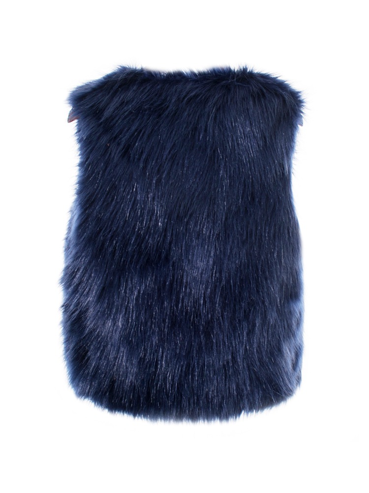 Pretty Cute Elegant Faux Fox Fur Vest Fashion Women Overcoat - Blue 02