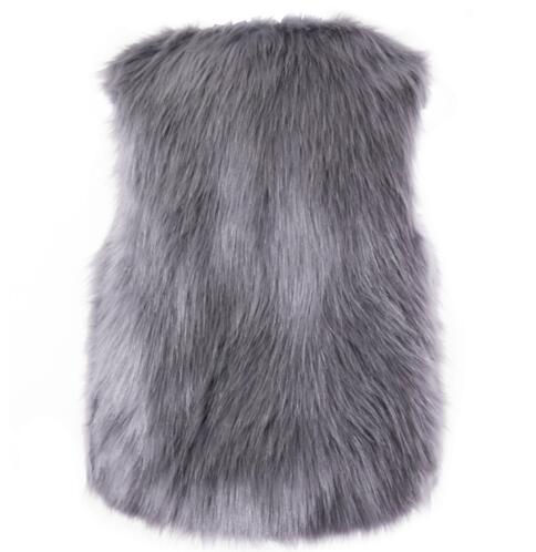 Pretty Cute Elegant Faux Fox Fur Vest Fashion Women Overcoat - Grey