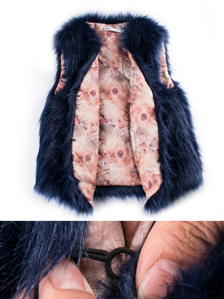 Pretty Cute Elegant Faux Fox Fur Vest Fashion Women Overcoat - Black