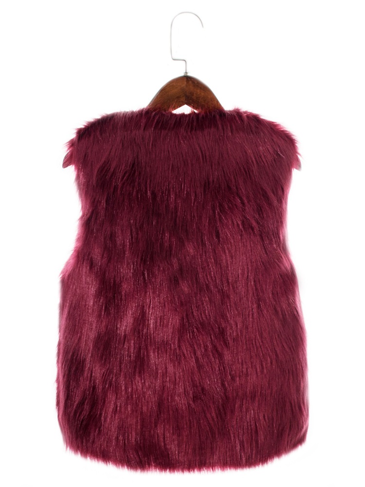 Pretty Cute Elegant Faux Fox Fur Vest Fashion Women Overcoat - Red 01