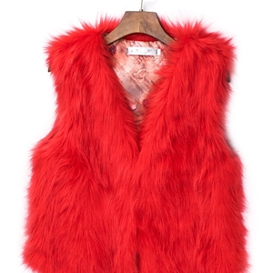 Pretty Cute Elegant Faux Fox Fur Vest Fashion Women Overcoat - Red 02