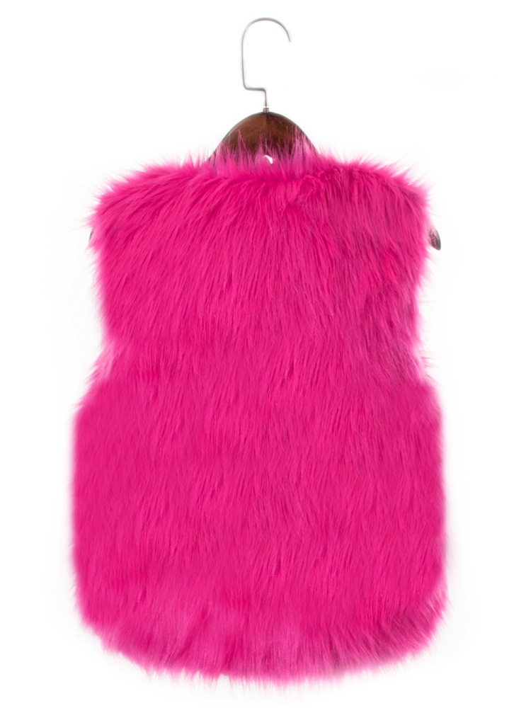 Pretty Cute Elegant Faux Fox Fur Vest Fashion Women Overcoat - Rose