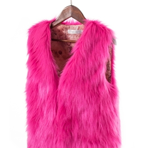 Pretty Cute Elegant Faux Fox Fur Vest Fashion Women Overcoat - Rose