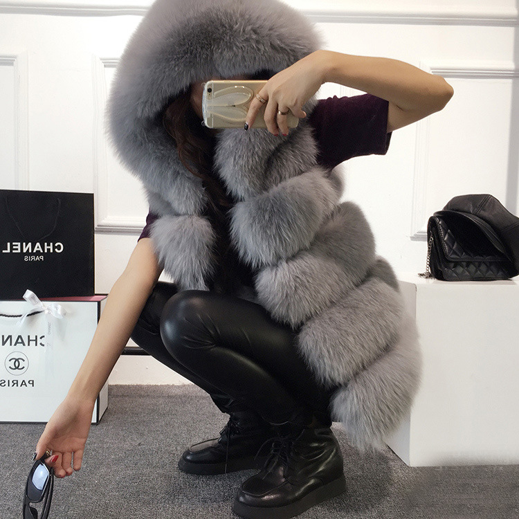 Pretty Cute Elegant Faux Lady Fur Vest Fashion Women Overcoat - Grey