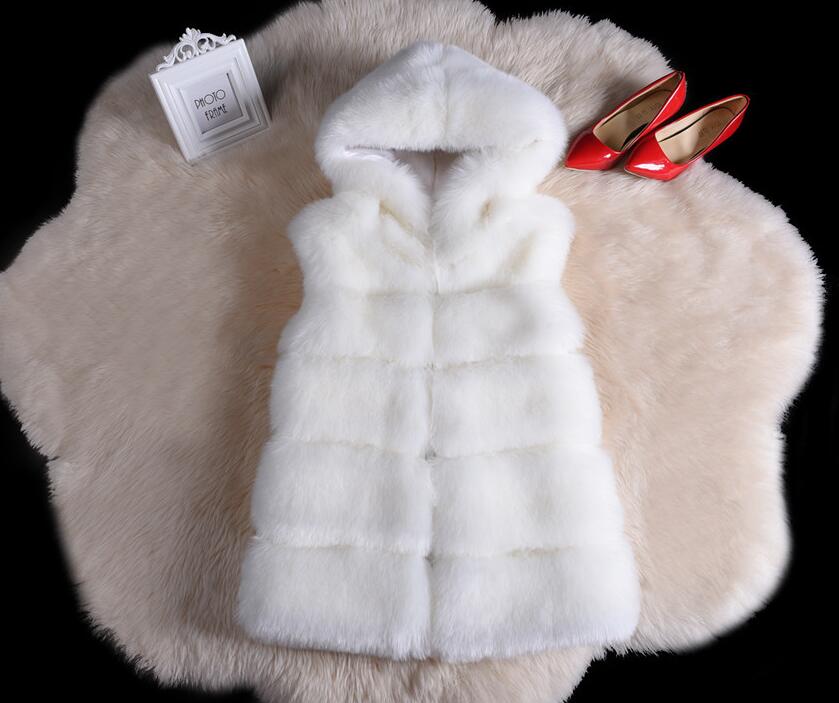 Pretty Cute Elegant Faux Lady Fur Vest Fashion Women Overcoat - White
