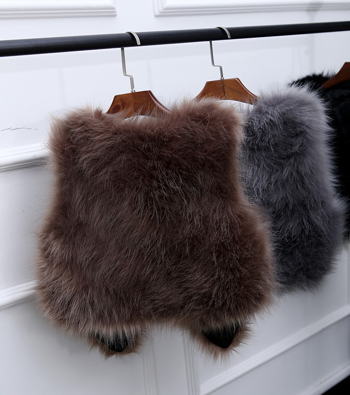 Pretty Winter Elegant Faux Lady Fur Vest Fashion Women Overcoat - Black