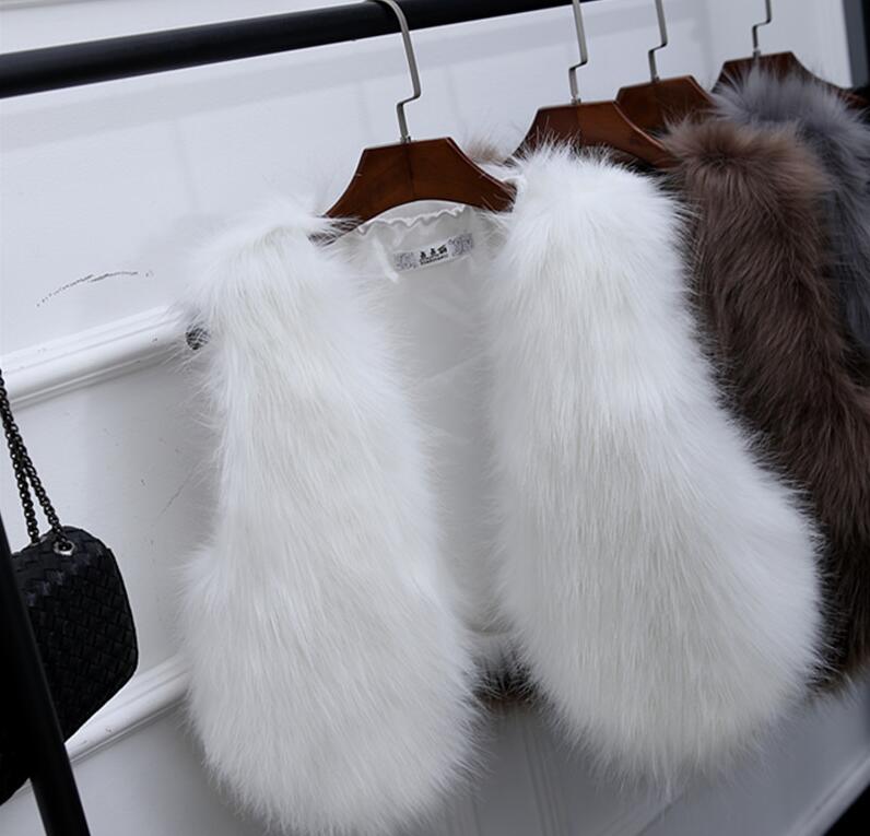 Pretty Winter Elegant Faux Lady Fur Vest Fashion Women Overcoat - White