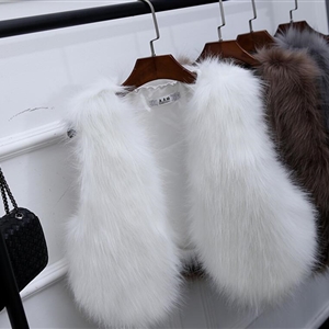 Pretty Winter Elegant Faux Lady Fur Vest Fashion Women Overcoat - White