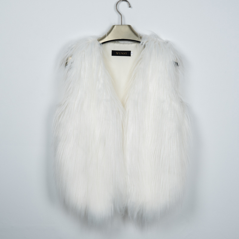 Pretty Winter Elegant Faux Lady Fur Vest Fashion Women Waistcoat - White