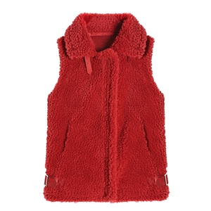 Pretty Winter Elegant Faux Lamb Fur Vest Fashion Women Overcoat - Red