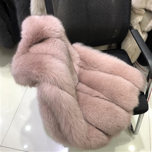 Pretty Winter Elegant Real Fox Fur Vest Fashion Women Overcoat - Pink