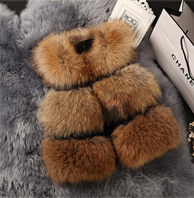 Raccoon Elegant Faux Fur Vest Fashion Girl Overcoat - Yellow
