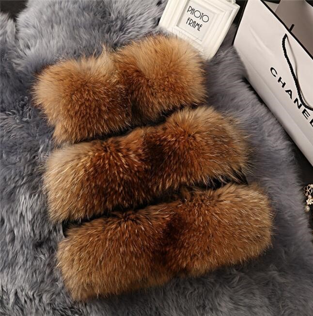 Raccoon Elegant Faux Fur Vest Fashion Girl Overcoat - Yellow