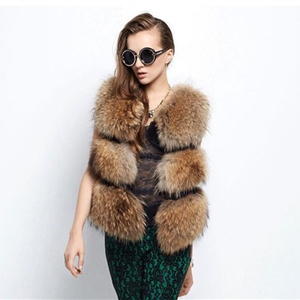 Raccoon Elegant Faux Fur Vest Fashion Girl Overcoat - Yellow