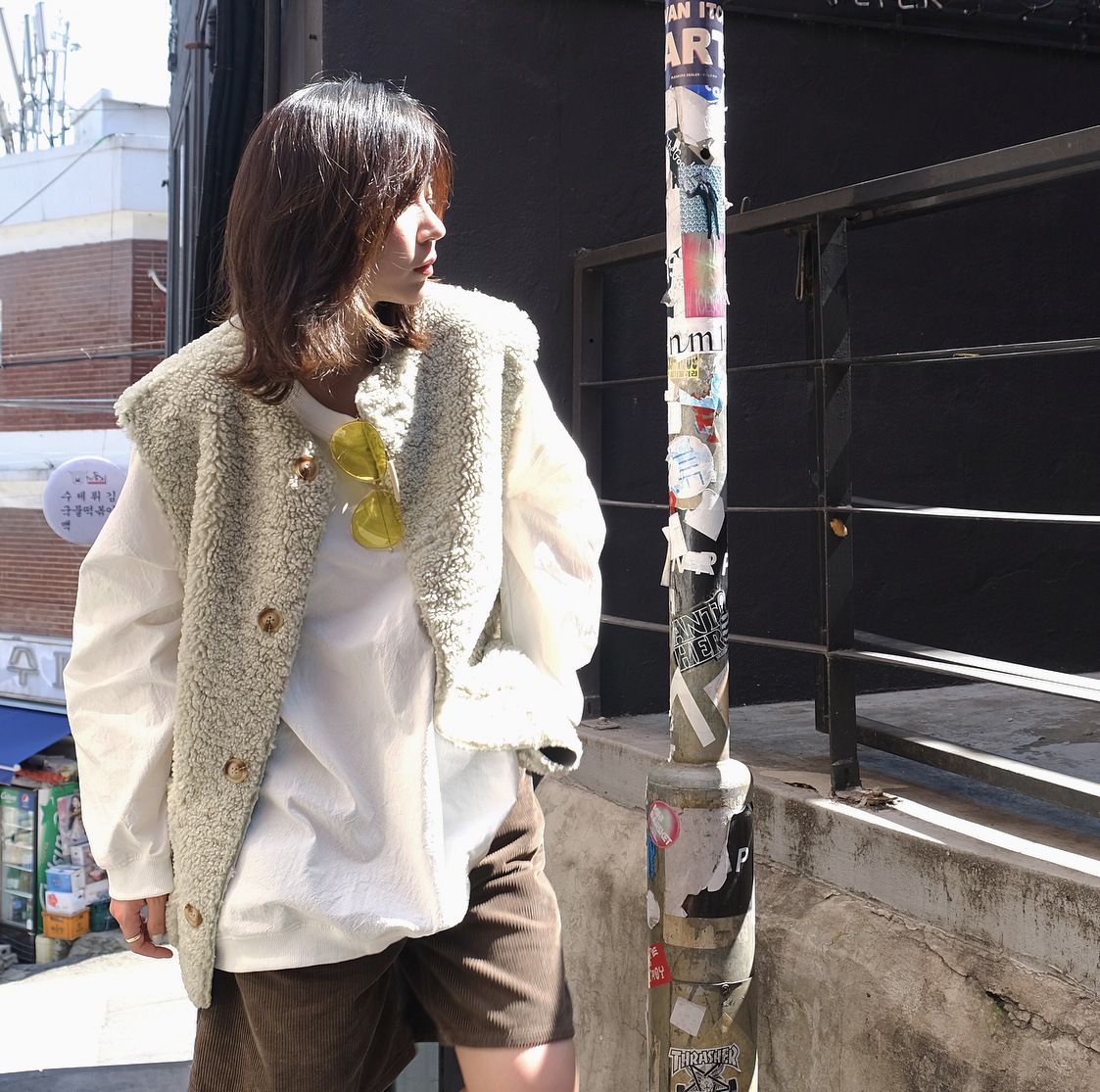 Reversible Winter Elegant Faux Lamb Fur Vest Fashion Women Overcoat - Green