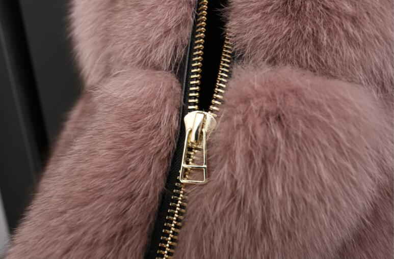 Splicing Long Furry Faux Fox Fur Vest Fashion Women Overcoat - Red