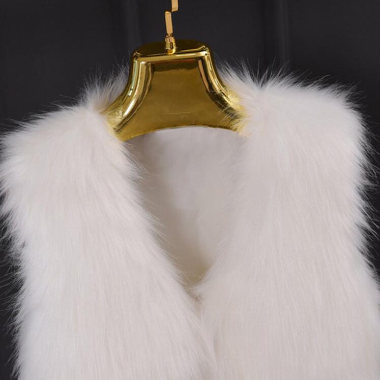 Super Cute Elegant Faux Fox Fur Vest Fashion Women Overcoat - White