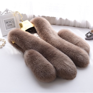Unique Good Warm Faux Fox Fur Vests Fashion Women Waistcoat - Brown