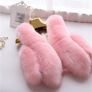 Unique Good Warm Faux Fox Fur Vests Fashion Women Waistcoat - Pink