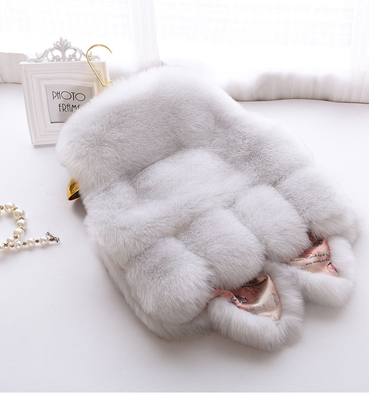 Unique Good Warm Faux Fox Fur Vests Fashion Women Waistcoat - White 01