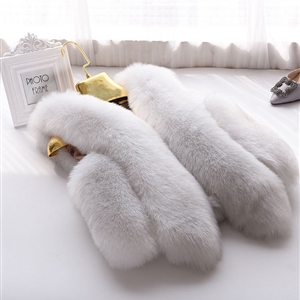 Unique Good Warm Faux Fox Fur Vests Fashion Women Waistcoat - White 01