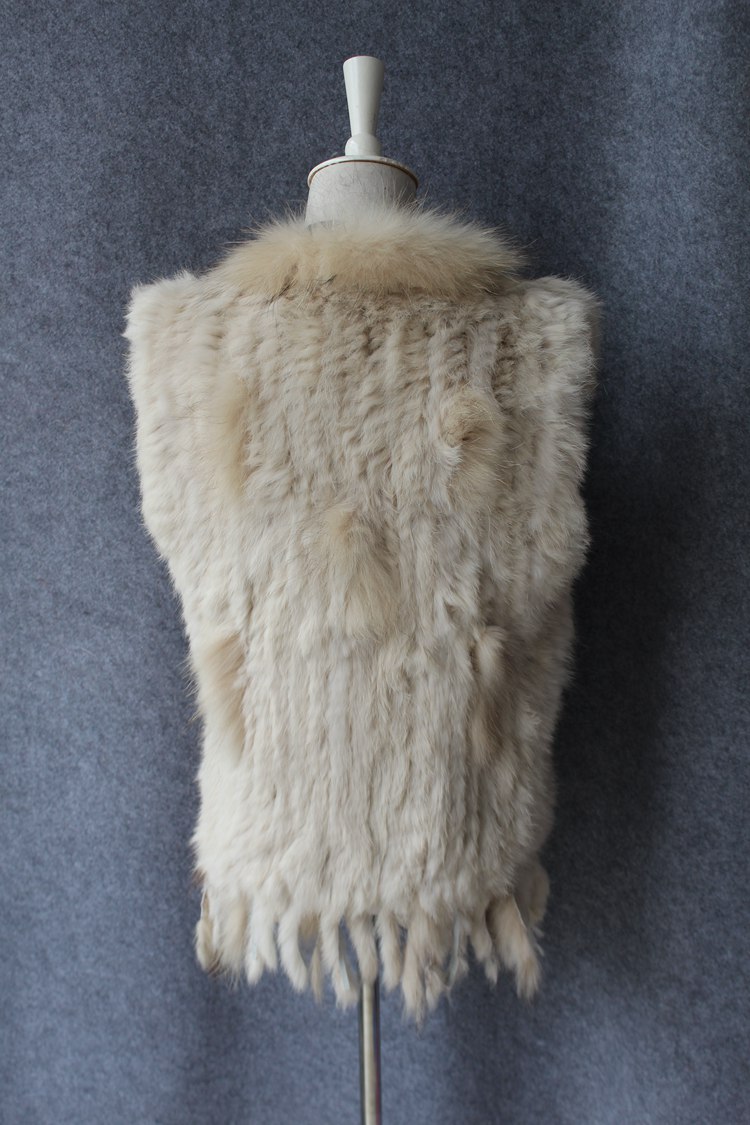 Unique Winter Elegant Faux Rabbit Fur Vest Fashion Women Waistcoat - Beige