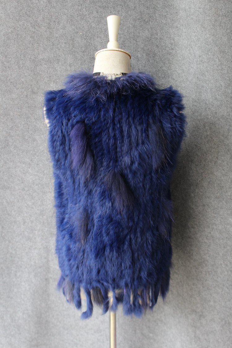 Unique Winter Elegant Faux Rabbit Fur Vest Fashion Women Waistcoat - Blue