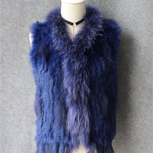 Unique Winter Elegant Faux Rabbit Fur Vest Fashion Women Waistcoat - Blue