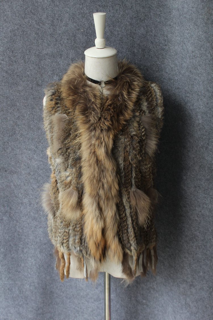 Unique Winter Elegant Faux Rabbit Fur Vest Fashion Women Waistcoat - Brown