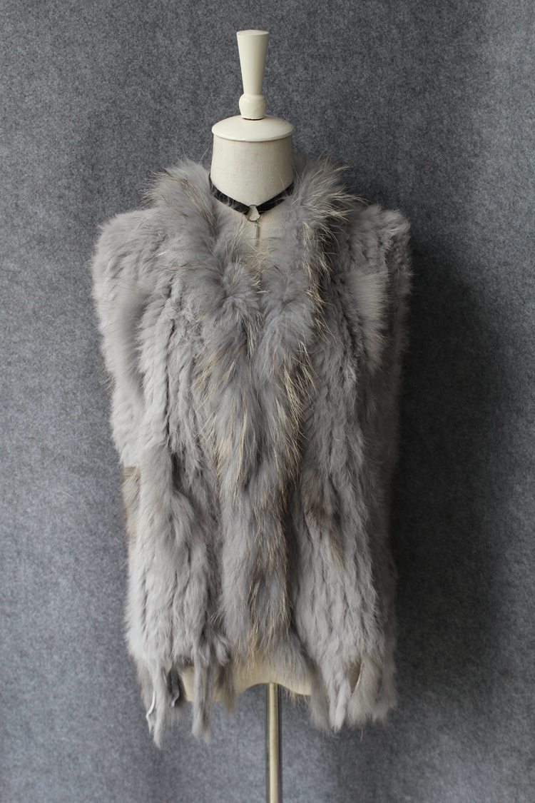 Unique Winter Elegant Faux Rabbit Fur Vest Fashion Women Waistcoat - Gray